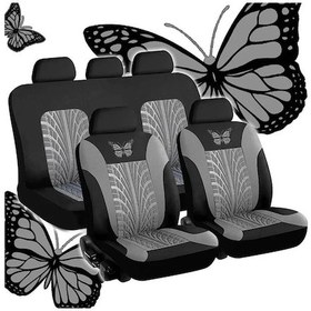 Resim Araba Koltuğu Kılıfı Tam Set, Evrensel Desen Nakış Oto Koltuk Kılıfı Seti Grey 5 Seat As Picture 
