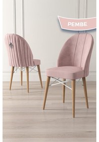 Resim Canisa Ritim Serisi 1 Adet Pembe Sandalye 1.sınıf Babyface Ithal Kumaş Doğal Ahşap Ayak Gümüş Halkalı Sandalye Pembe Ayaklar Doğal Ahşap 