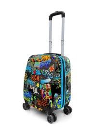 Resim Coral High Kids Siyah Mavi Grafiti Desenli Çocuk Valizi 16760 