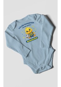 Resim Morivokids Küçük Kanaryan Olmaya Geldim Babacığım Uzun Kollu Çıtçıtlı Bebek Body Bebe Mavisi 