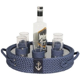 Resim Rakı Bardaklı Tepsi | Lacivert 