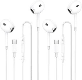 Resim 2'li paket USB C kulaklık, iPhone 15 16 Plus Pro Max için, kulak içi kulaklık, Tip C kablolu, HiFi stereo kulaklık, Samsung Galaxy S23 S22 S21 S20+ Ultra/iPad Pro/Mini 6. Gen/Huawei için mikrofon ile 