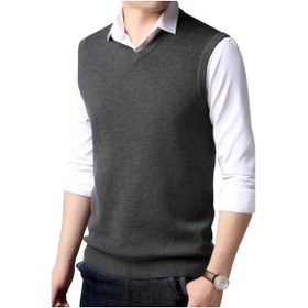 Resim Tezzgelsin 3'lü Erkek V Yaka Triko Tüylenmez Süveter Erkek Slim Fit Süveter Bordo - Füme - Siyah 