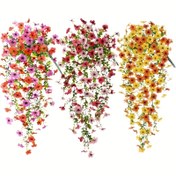 Resim 2 adet Yapay Asılı Papatya Çiçeği - Dış Mekan Bahar/Yaz Dekorasyonu, UV Dayanıklı Plastik Yapay Çiçek Sepeti, Ev, Bahçe, Düğün veya Çiftlik Tarzı, Yapay Dış Mekan Çiçekleri, Dış Mekan Çiçek Dekorasyonu, Simülasyon Çiçekleri, Çiçek Saksısı Dahil Değildir 