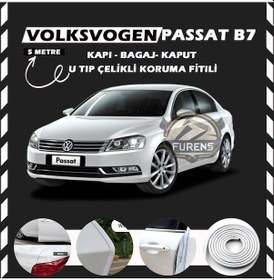 Resim Volksvogen Passat B7 Oto Araç Kapı Koruma Fitili 5metre Parlak Beyaz Renk 