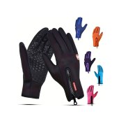 Resim Elmpaly Rooruns Erkek Ve Kadın Turuncu Kış Eldiveni Rüzgar Geçirmez Kaymaz Termal Ekran Dokunmatik 