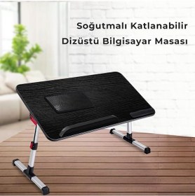 Resim Bix Saiji A8 Large Çok Fonksiyonlu Ayarlı Notebook Soğutuculu Çalışma Masası Siyah 