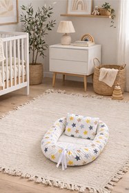 Resim BebeK on For Babynest Sarı Yıldızlı set | Emzirme Yastığı ile 