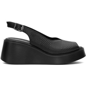 Resim Pierre Cardin Pc-54587 Kadın Hakiki Deri Dolgu Topuk Sandalet Siyah Siyah 