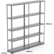 Resim Uzman Grup Raf Sistemleri 5 Raflı 2 Metre 2 Blok 31 x 93 Çelik Depo Rafı 