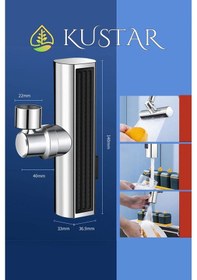 Resim Kustar Krom Tasarruflu 4 Modlu Şelale Ayarlanabilir Musluk Başlığı Mutfak Eviye Bataryası Lavabo Bataryası 