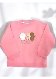 Resim Zekids Kız Bebek Funny Together Ayıcık Baskılı Sweatshirt-14454 Pembe 