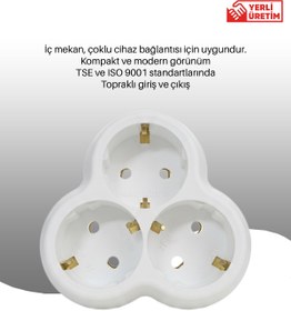 Resim Lunitech 3'lü Topraklı Papatya Golyat Fiş Priz (CE SERTİKALI) 