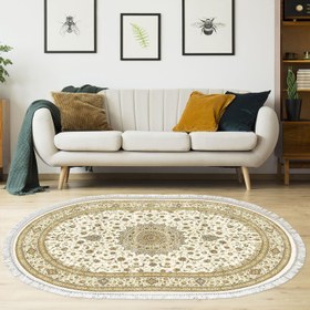 Resim Eko Trend DJT Halı Yıkanabilir Kaymaz Taban P1360 Oval Osmanlı Krem 