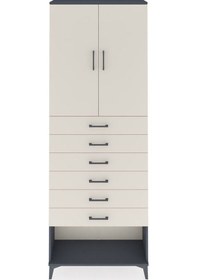 Resim Arges Dolap 3 Raflı 6 Çekmeceli 2 Kapaklı 88x30x243 Antrasit-... Antrasit 