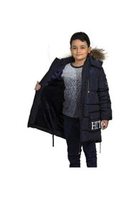 Resim Benitto Erkek Çocuk İç Cepli Tüylü Kapüşonlu Çift Cepli Mont-14764 Lacivert 