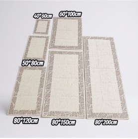 Resim Pamuklu Kaymaz Taban Dikdörtgen Banyo Paspası Yüksek Emici Pamuk Dokuma Banyo Halısı Bej - Krem 