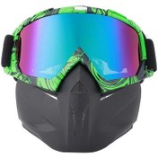 Resim Motosiklet Yüz Koruyucu Açık Hava Sporları Bisiklet Rüzgar Geçirmez Gözlükler Kask Kayak Gözlükleri Siyah Yeşil 