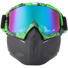Resim Motosiklet Yüz Koruyucu Açık Hava Sporları Bisiklet Rüzgar Geçirmez Gözlükler Kask Kayak Gözlükleri Siyah Yeşil 
