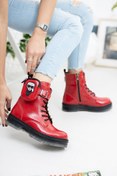 Resim RANA SHOES Kırmızı Kırışık Rugan Fermuarlı Cep Detaylı Kız Çocuk Botu 