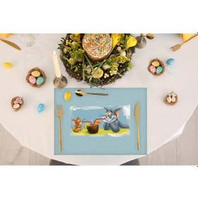 Resim Adawall Home Tom And Jerry Kumaş Amerikan Servis 4'lü Set 35x50cm Çok Renkli 