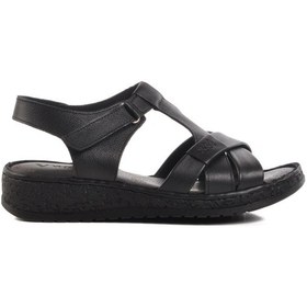 Resim Voyager Siyah Hakiki Deri Kadın Sandalet Çok Renkli 