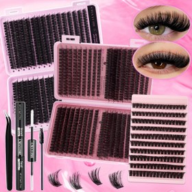 Resim 160/621/640 Küme Sahte Kirpikler - Ekstra Kalın, Doğal Görünümlü, Yeniden Kullanılabilir Kirpik Uzantıları, Kapalı ve Tüyli Çift Tutkal, Cımbız ve Fırça Dahil, 10-18mm, Cosplay, Anime ve Günlük Kullanım İçin Mükemmel, Başlangıç Seviyesinde, Aile ve Arkadaşlar İçin İdeal Hediye, Doğal Görünümlü Kirpikler | Çeşitli Kirpik Uzunlukları | Yeniden Kullanılabilir Kirpikler, Kirpik Uzantıları 