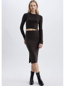 Resim Defacto Slim Fit Dar Kesim Bisiklet Yaka Triko Kazak A2057AX24AUAR227 Antrasit 