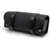 Resim Singree Motosiklet Alet Çantası Retro Varil Şekilli Su Geçirmez Siyah Motosiklet Ön Çantası Seyahat Saddlebag Siyah 