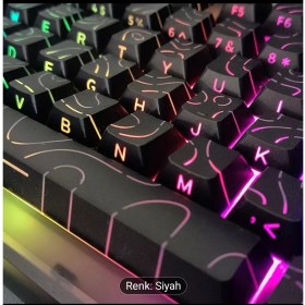 Resim Leaven Mekanik Klavye Tuş Takımı-Pbt Çift Baskı Keycap Seti- Çizgi Desenli 137 Tuşlu -Siyah 