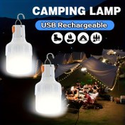Resim 2/4 Adet Şarj Edilebilir USB LED Kamp Lambası, Kancalı Kablosuz Dış Mekan Çadır Lambası, 3 Seviyeli Karartmalı Çok Fonksiyonlu El Feneri - Keşif, Yürüyüş ve BBQ Aydınlatma için Mat ABS 