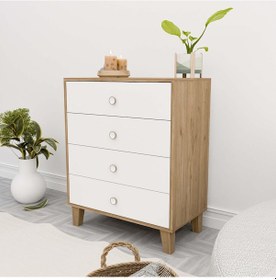 Resim 3660 Lısa 4 Çekmeceli Ayaklı Şifonyer Sepet - Beyaz 