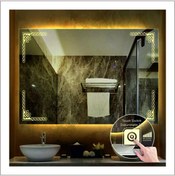 Resim GLOBAL LED MIRROR 80x120 Cm Günışığı Ledli Tasarım Kumlamalı Dokunmatik Tuşlu Banyo Aynası Makyaj Aynası Işıklı Ayna 