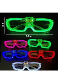 Resim Led Işıklı Glow Pilli Parti Gözlüğü - Glow Efektli 6 Adet 5 Renk Tüm Yaşlar 