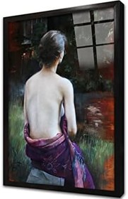 Resim Yarı Çıplak Kadın Çerçeveli Cam Tablo 20x30 cm CB13410 