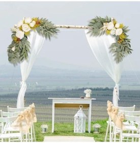 Resim Jokmae Beyaz Çiçeklerle 2'li Nikah Kemer Süsleme Seti 