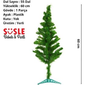 Resim 60 Cm Yılbaşı Çam Ağacı - 55 Dallı Ve Plastik Ayaklı 