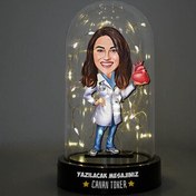 Resim Kadın Kalp Doktoru Karikatürlü Işıklı Fanus Biblo 