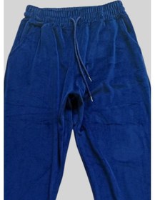 Resim Parlak Kadife Cepli Pantolon Eşofman Pijama Altı Unisex Lastikli Paça Lacivert Çok Renkli 