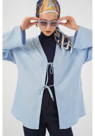 Resim Bigdart Keten Tesettür Kimono 5968 - Mavi 