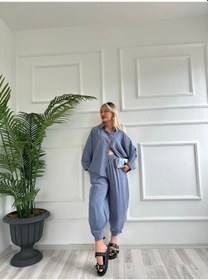 Resim Keymoda Kadın Gömlek Pantolon Takım Gri Mavi Gri Mavi 