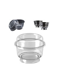 Resim Ayaklı Tatlı Kase Kapaklı 20 Adet 200 Cc 