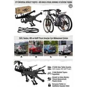 Resim Oty 2 Bisiklet Taşıyıcı - 2 Bisiklet Taşıma Aparatı Yeni Nesil Tüm Araçlara Uyumlu (Suv-Sedan-Hacback-Hafif Ticari ) 