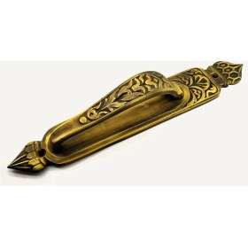 Resim Pileli Store Antika Tarz Dekoratif Pirinç Kubbeli Çekme Kapı Kolu - 396X68 Mm, Antik 