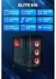 Resim Game Garaj Elite S16 R7-7800X3D 32 GB 1 TB SSD 16 GB RX9070 Free Dos Masaüstü Oyuncu Bilgisayarı 