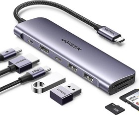 Resim USB C to 4K HDMI 100W PD 2*USB-A SD Micro SD Kart Okuyucu Dönüştürücü Çoklayıcı Hub 