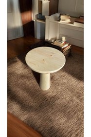 Resim Simillo Home&Living WOOD Wooden Ahşap Tekli Mantar Yan Sehpa Modern Açık Ceviz Renk Fiskos 