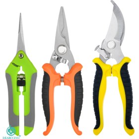 Resim 3'lü paket Paslanmaz Çelik Bahçe Budama Makası, Modern Metal Bahçe Makası, Bahçe Aletleri İçin Dayanıklı Kesme Makası, Rastgele Renk Seçimi 