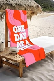 Resim Dijital Baskı Plaj Deniz Havlusu One Day At A Time Desenli Peştamal HVL0176 