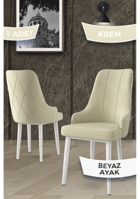 Resim Canisa Trex Serisi 1.sınıf Babyface Kumaş Beyaz Metal Ayak 8 Adet Krem Sandalye Sandalye Krem Ayakları Beyaz 